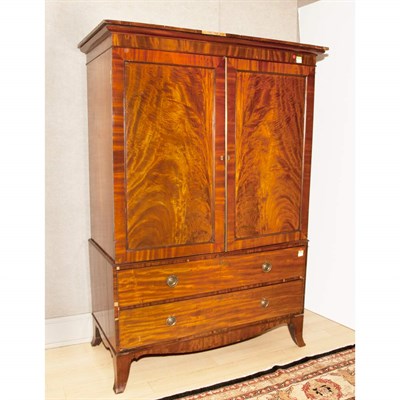 Lot 262 - George III Mahogany Linen Press Height 6 feet...