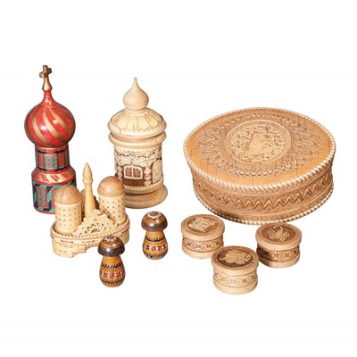 Lot 122 - Group of Russian and Siberian Carved and...