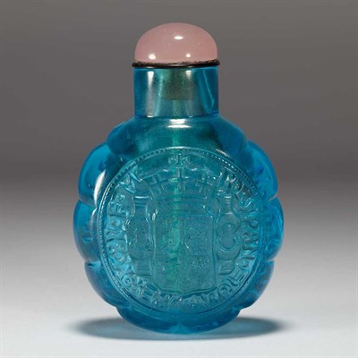 Lot 337 - Chinese Blue Glass 'Coin' Snuff Bottle 19th...