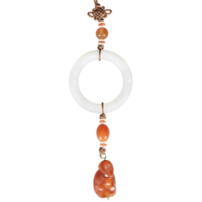 Lot 290 - Chinese Jade Pendant and an Agate Pendant The...