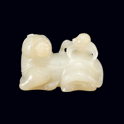 Lot 383 - Chinese Celadon Jade Horse and Monkey Group...
