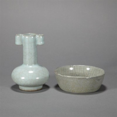 Lot 242 - Two Chinese Celadon Glazed Porcelain Items...