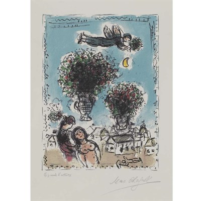 Lot 43 - Marc Chagall BOUQUETS WITH A BLUE SKY (M....