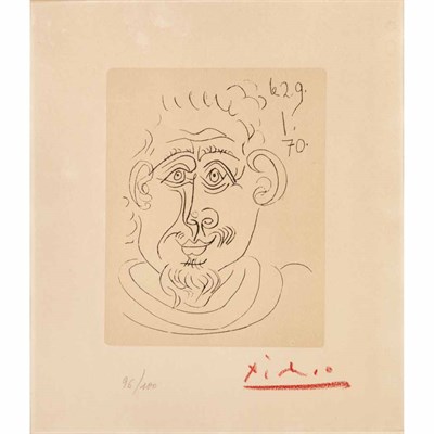 Lot 141 - Pablo Picasso (1881-1973) TETE D'HOMME AU BOUC...