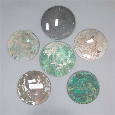 Lot 52 - Group of Six Chinese Bronze Mirrors Warring...