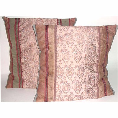 Lot 95 - Group of Three Pairs of Pillows Each inset...