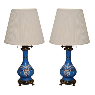 Lot 406 - Pair of French Gilt-Brass Mounted Porcelain...