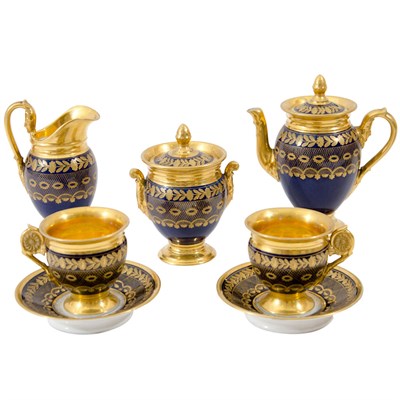 Lot 50 - Paris Gilt and Cobalt Decorated Porcelain Tete...