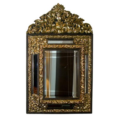 Lot 289 - Baroque Style Brass Repousse Mirror Height 44...