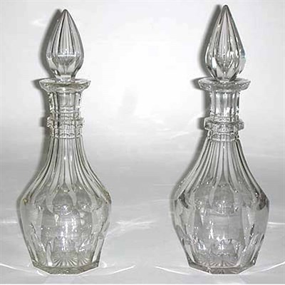 Lot 460 - Two Pairs of Glass Decanters; Together with a...