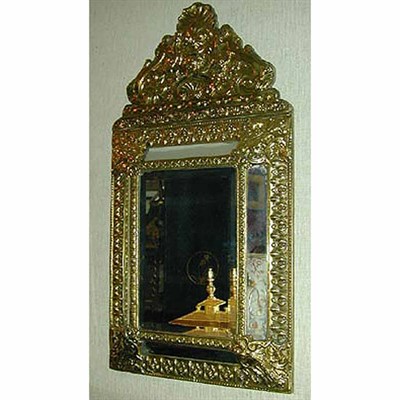 Lot 632 - French Brass Repousse Mirror 19th Century The...