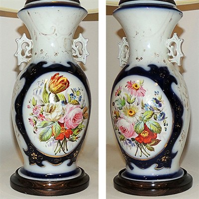 Lot 556 - Pair of Paris Porcelain Lamps Probably Bayeux,...