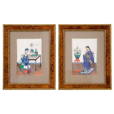 Lot 304 - Pair of Framed Chinese Paintings on Rice Paper...