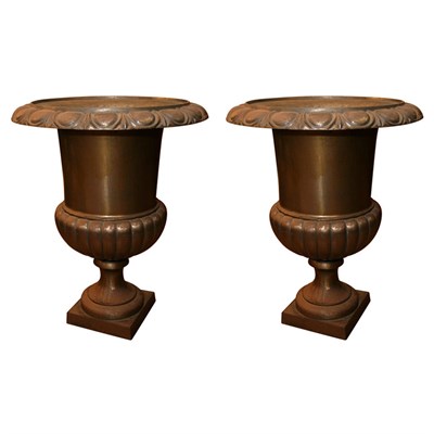 Lot 25 - Pair of French Cast Iron Garden Urns Late 19th...