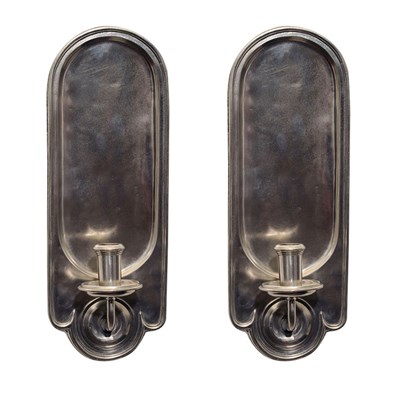 Lot 459 - Pair of English Pewter Single-Light Sconces...