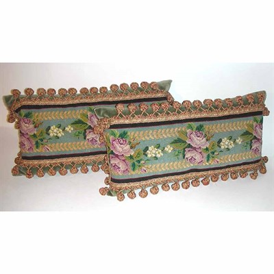 Lot 195 - Pair of Victorian Needlepoint Panels Mounted...