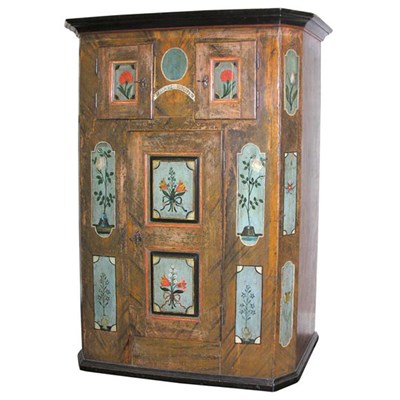 Lot 448 - Swiss Painted Armoire Dated 1805 With three...