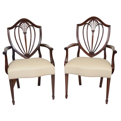Lot 504 - Pair of George III Style Mahogany Armchairs...