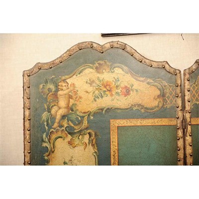 Lot 103 - Regency Painted Four-Panel Screen 19th Century...