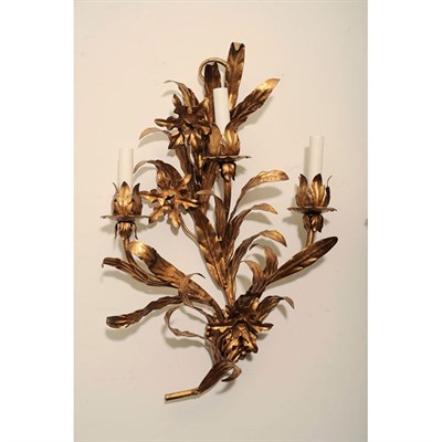Lot 297 - Pair of Italian Gilt and Painted Metal...