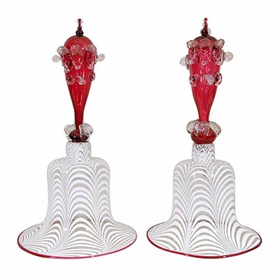 Lot 577 - Pair of Nailsea Glass Bells 19th Century...