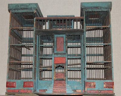 Lot 361 - Folk Art Painted Birdcage Height 26 inches,...