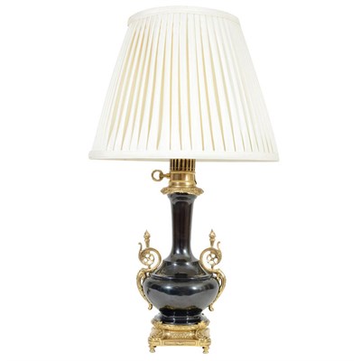 Lot 430 - French Gilt and Patinated-Metal Oil Lamp...