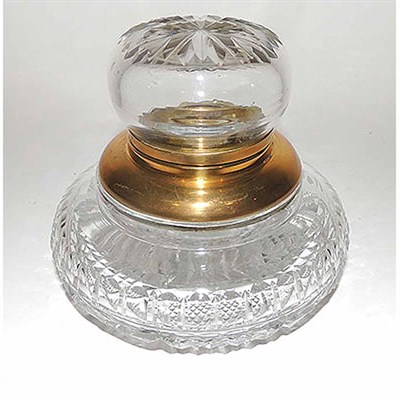 Lot 223 - Victorian Brass and Molded Glass Inkwell Late...