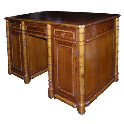 Lot 125 - Victorian Style Faux Bamboo Pine Desk The...