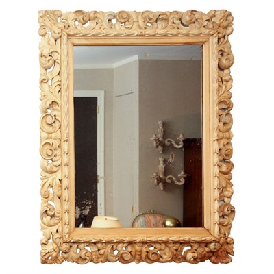 Lot 443 - Continental Rococo Style Pine Mirror 19th...