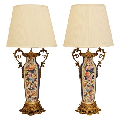 Lot 220 - Pair of French Gilt-Bronze Mounted Porcelain...