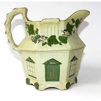 Lot 545 - Staffordshire Green Drabware Jug Late 19th...