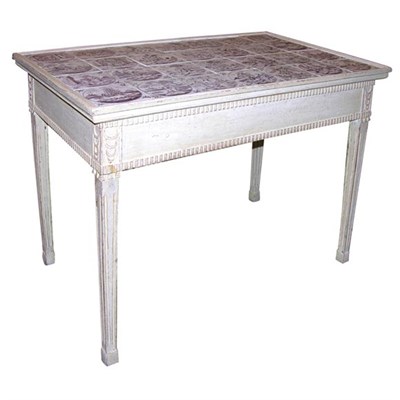 Lot 670 - Danish Neoclassical White Painted and Tile...