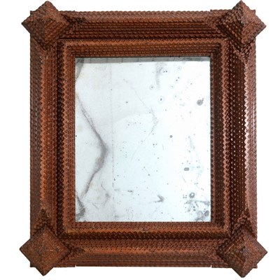 Lot 102 - Continental Stained Pine Tramp Art Mirror...