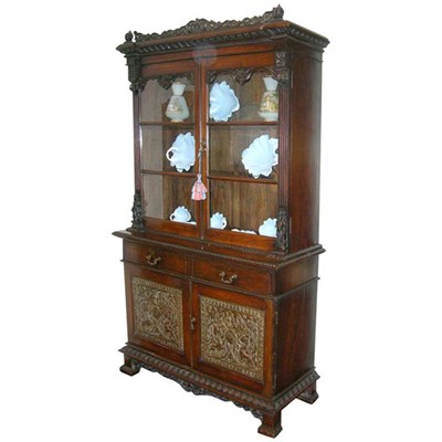 Lot 146 - Anglo-Indian Rosewood and Brass Bookcase...