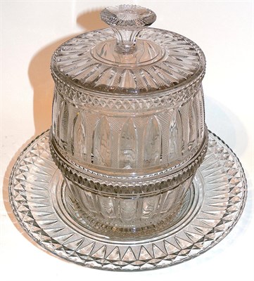 Lot 282 - English Cut Glass Ice Bucket and Underplate Of...