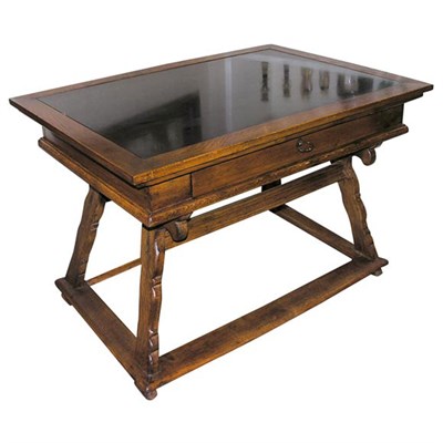 Lot 521 - Alsatian Slate Inset Oak Work Table The...