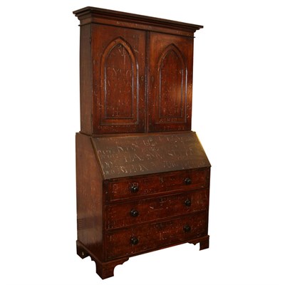 Lot 232 - George III Style Grain Painted Bureau Bookcase...