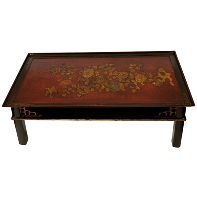 Lot 365 - Chinese Red and Black Lacquered Low Table...