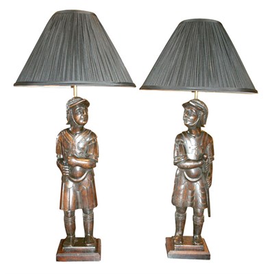 Lot 309 - Pair of English Gothic Revival Oak Figures...