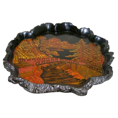 Lot 394 - Japanese Lacquered Rootwood Tray 19th Century...