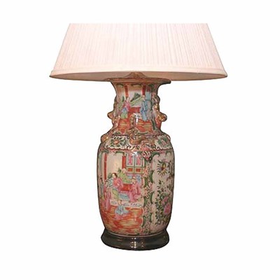 Lot 404 - Chinese Famille Rose Porcelain Lamp Decorated...