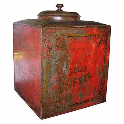 Lot 491 - Tole Painted Coffee Canister 19th Century...