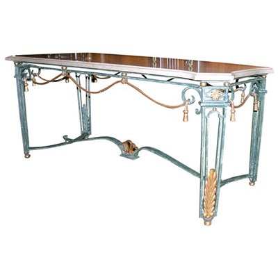 Lot 344 - French Painted and Parcel Gilt Metal Low Table...