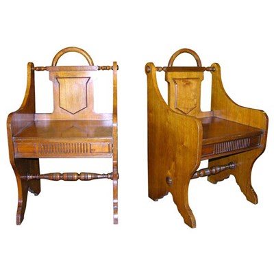 Lot 625 - Pair of English Mahogany Hall Seats 19th...