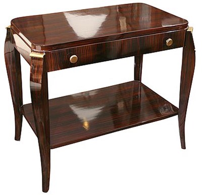Lot 206 - Art Deco Macassar Ebony and Brass Side Table...