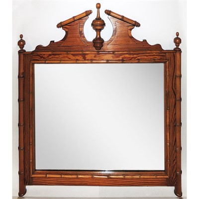 Lot 452 - French Faux Bamboo Pine Mirror 19th Century...