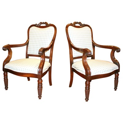 Lot 567 - Pair of English Mahogany Armchairs Second...