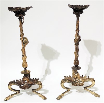 Lot 163 - Pair of French Gilt-Bronze Candlesticks 19th...
