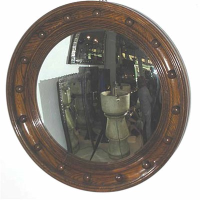 Lot 650 - English Oak Convex Mirror Diameter 22 inches.